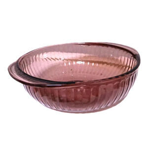 VTG Pyrex Visions Cranberry Casserole Dish Round 2 Qt 024 S - NO LID